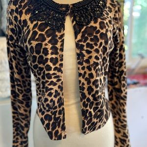 Vintage I.N.C embellished leopard print sweater